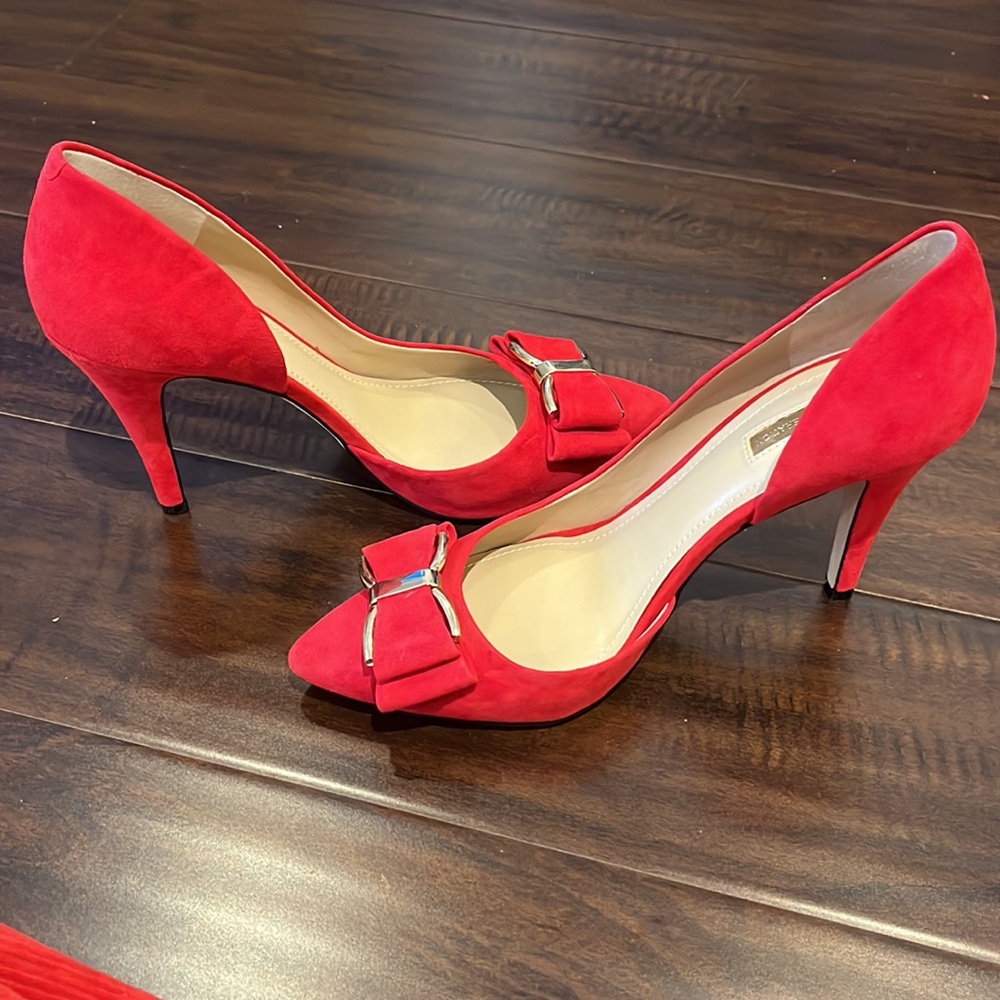 Bcbgeneration Red Suede Bow Pumps - 9 - image 1